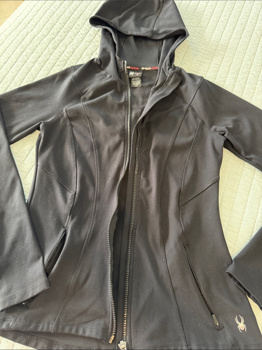 Black Hooded Utility Jacket with Sculpted Seams - Spyder Active Sports